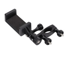 Aluminium stuurhouder voor actiecamera's met draaibaar ratelsysteem en telefoonclip. 360 graden verstelbare houder voor fietsen, kajakken en