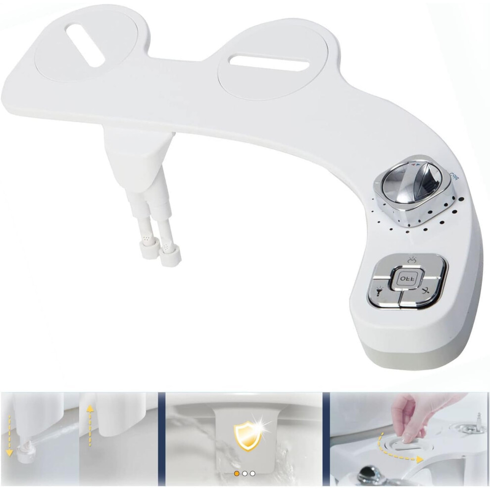 Bidet Toilet Attachment Dual Retractable Nozzles Nonelectric Selfcleaning Adjustable Cooltowarm Water Posterior Wash 9119770972040