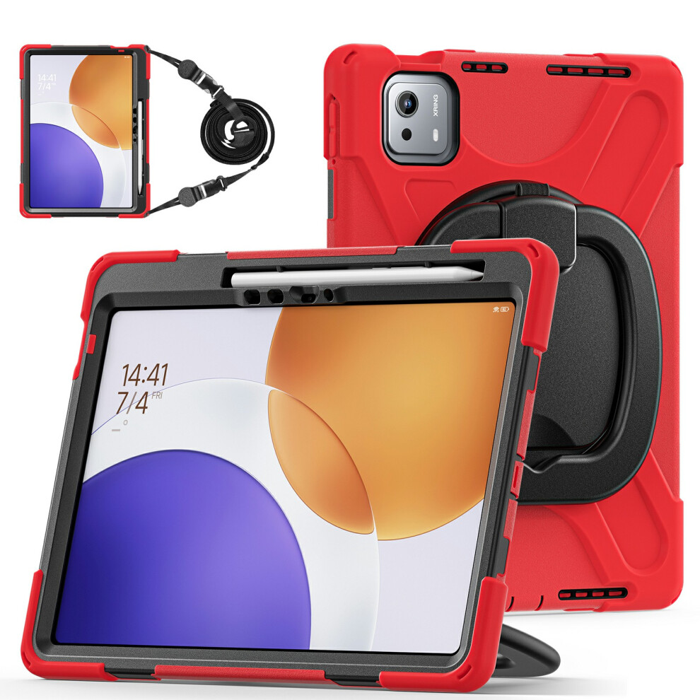 (Red) For Xiaomi Pad 7S Pro 12.5 / 6S Pro 12.4 Case With Shoulder Strap Tpu + Pc + Silicone Kickstand Tablet Cover Red 6914288212731