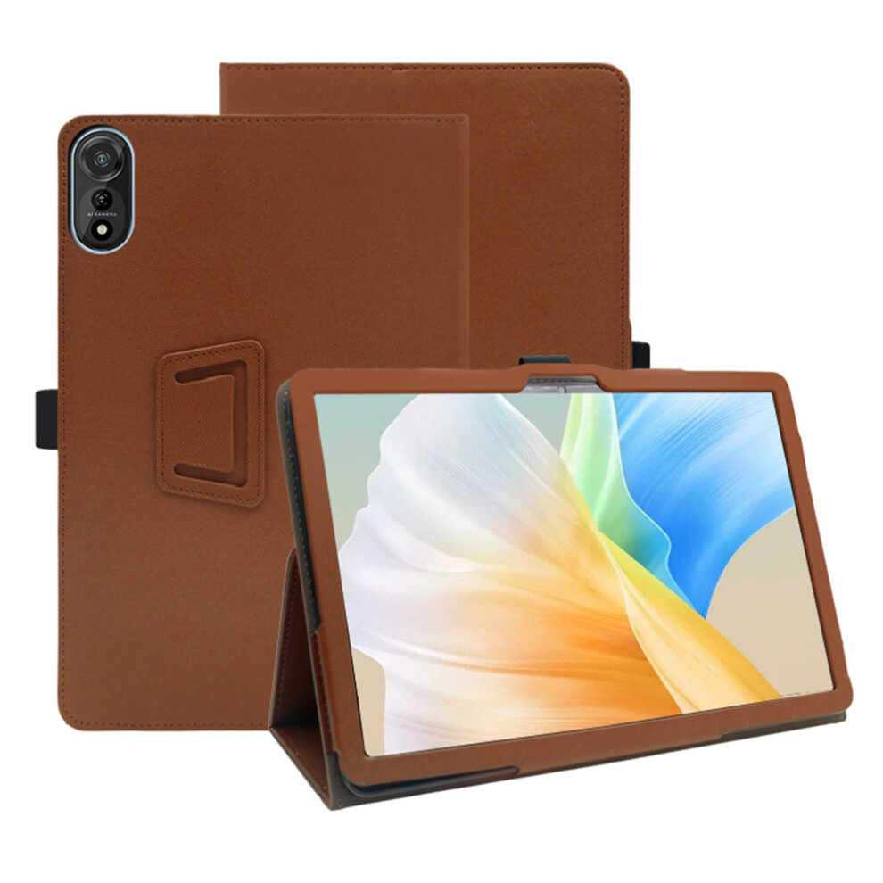 (Dark ) For Blackview Mega 2 Case Stand Pu Leather Tablet Cover Built-In Hand Strap Brown 6914281417966