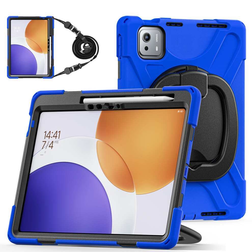 (Blue) For Xiaomi Pad 7S Pro 12.5 / 6S Pro 12.4 Case With Shoulder Strap Tpu + Pc + Silicone Kickstand Tablet Cover Blue 6914280895925