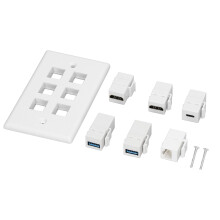 Mufă HDMI Keystone pentru Home Theater, priză de perete USB cu priză Ethernet Cat6 și Keystone coaxial, rezistentă la manipulare pentru