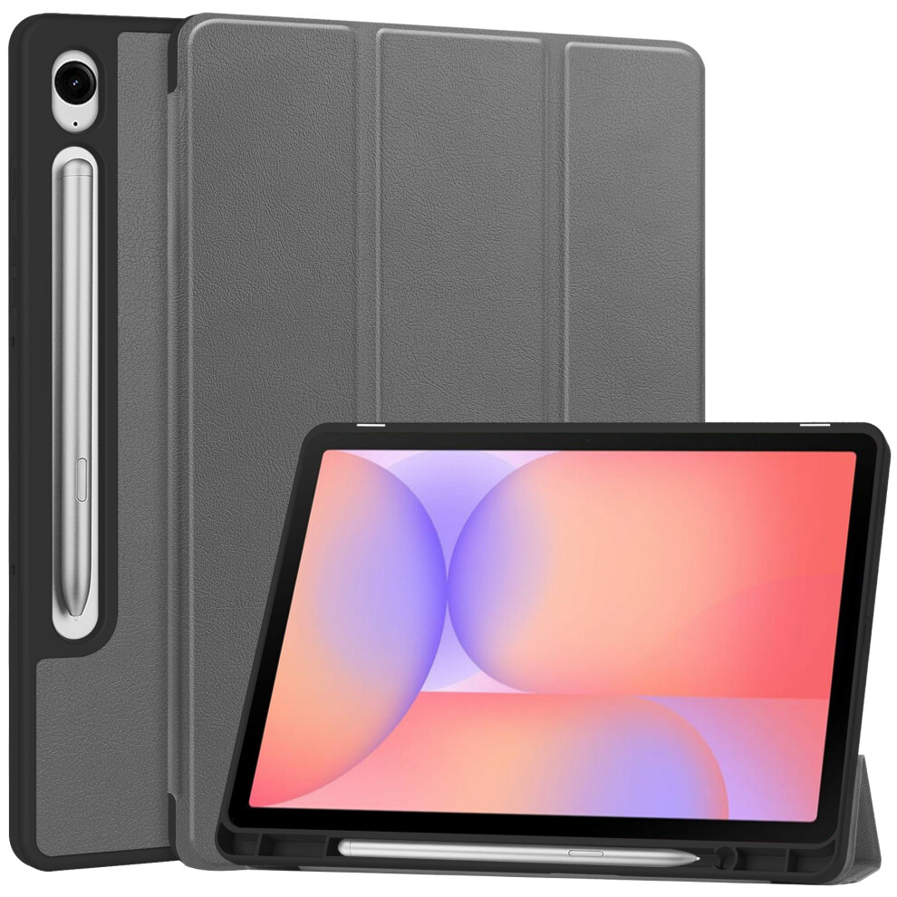 (Grey) For Samsung Galaxy Tab S10 Lite Stand Case Shock-Absorbent Leather Tablet Cover With Pen Slot Grey 6914282555438
