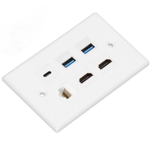 Υποδοχή HDMI Keystone για οικιακό κινηματογράφο, πρίζα τοίχου USB με πρίζα Cat6 Ethernet και 1