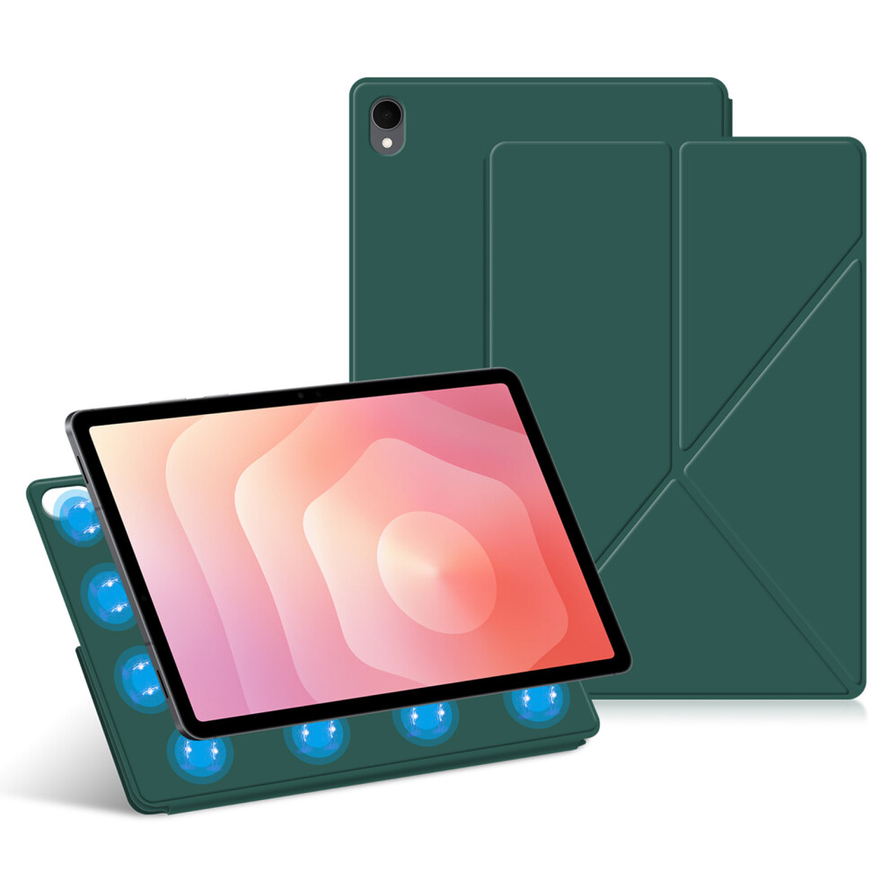 (Green) For Samsung Galaxy Tab S11 Leather Case Origami Stand Magnetic Tablet Cover Auto Wake / Sleep Green 6914285723636