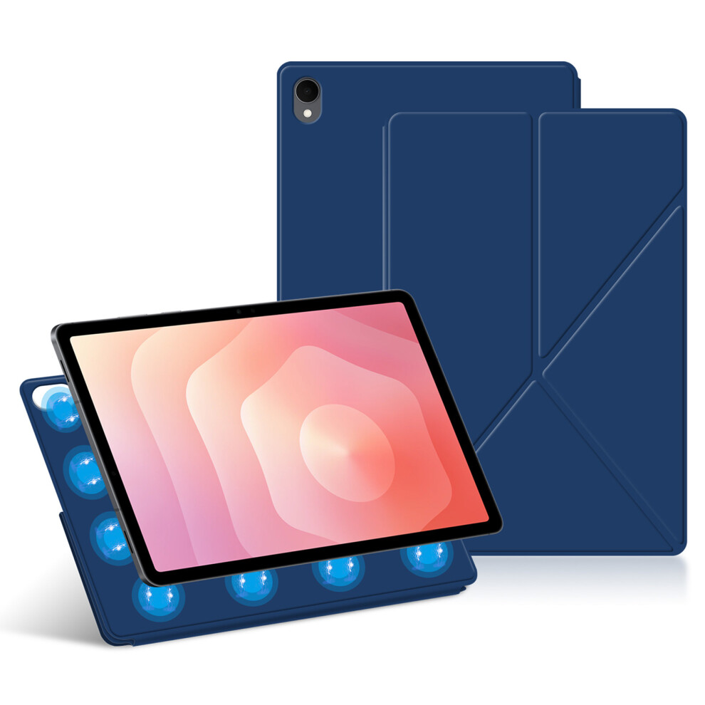 (Dark ) For Samsung Galaxy Tab S11 Leather Case Origami Stand Magnetic Tablet Cover Auto Wake / Sleep Blue 6914282850816
