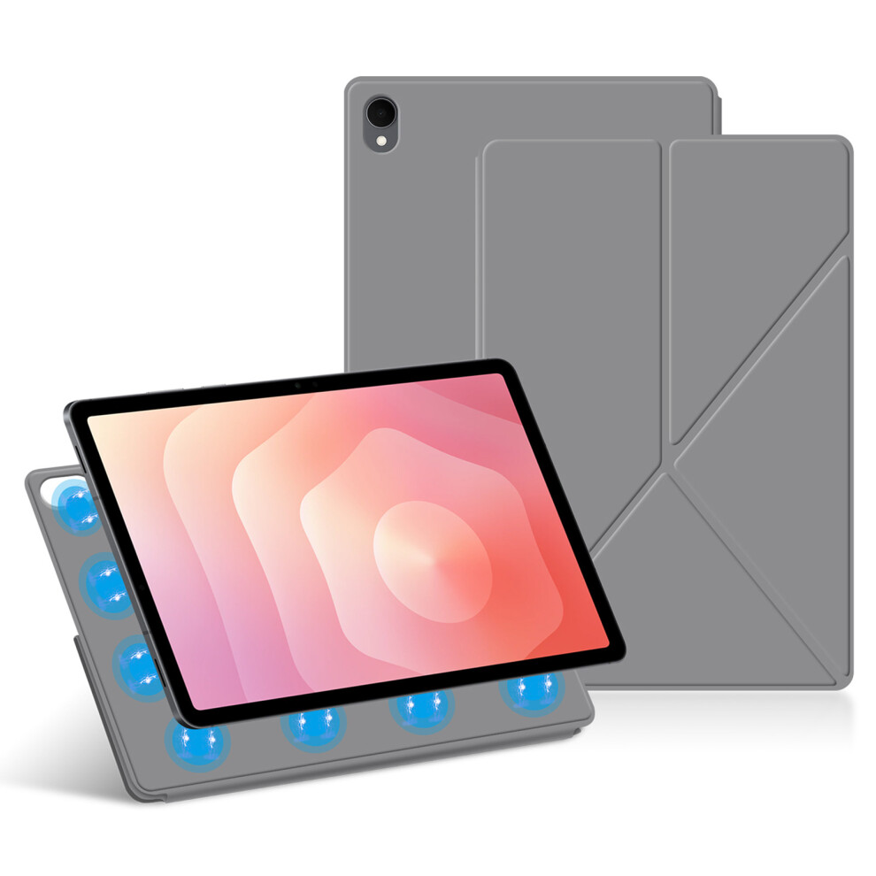 (Grey) For Samsung Galaxy Tab S11 Leather Case Origami Stand Magnetic Tablet Cover Auto Wake / Sleep Grey 6914282643678