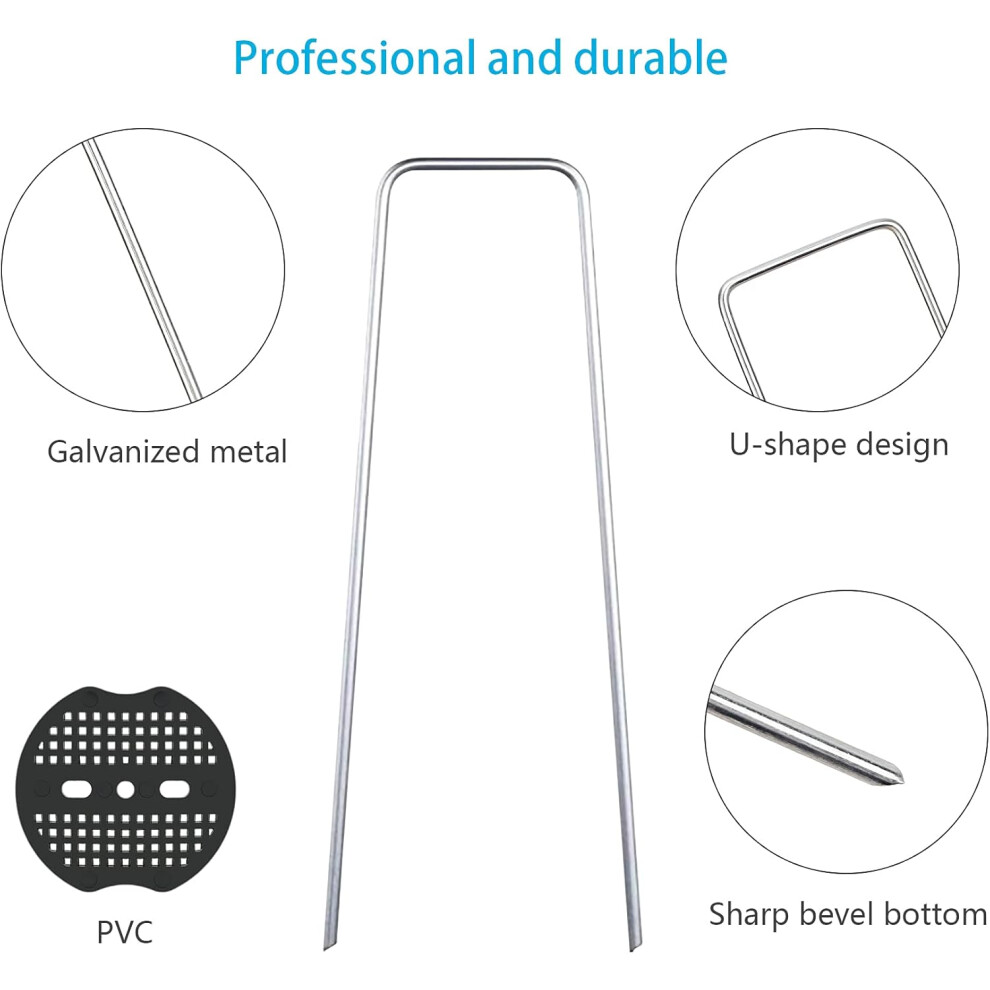 Durable Garden Stakes, Professional Grade Galvanized Lawn Stake For Outdoor Projects, Sharp Ends Landscape Staples Secure Multiple Items, Heavy Duty 9128293241397
