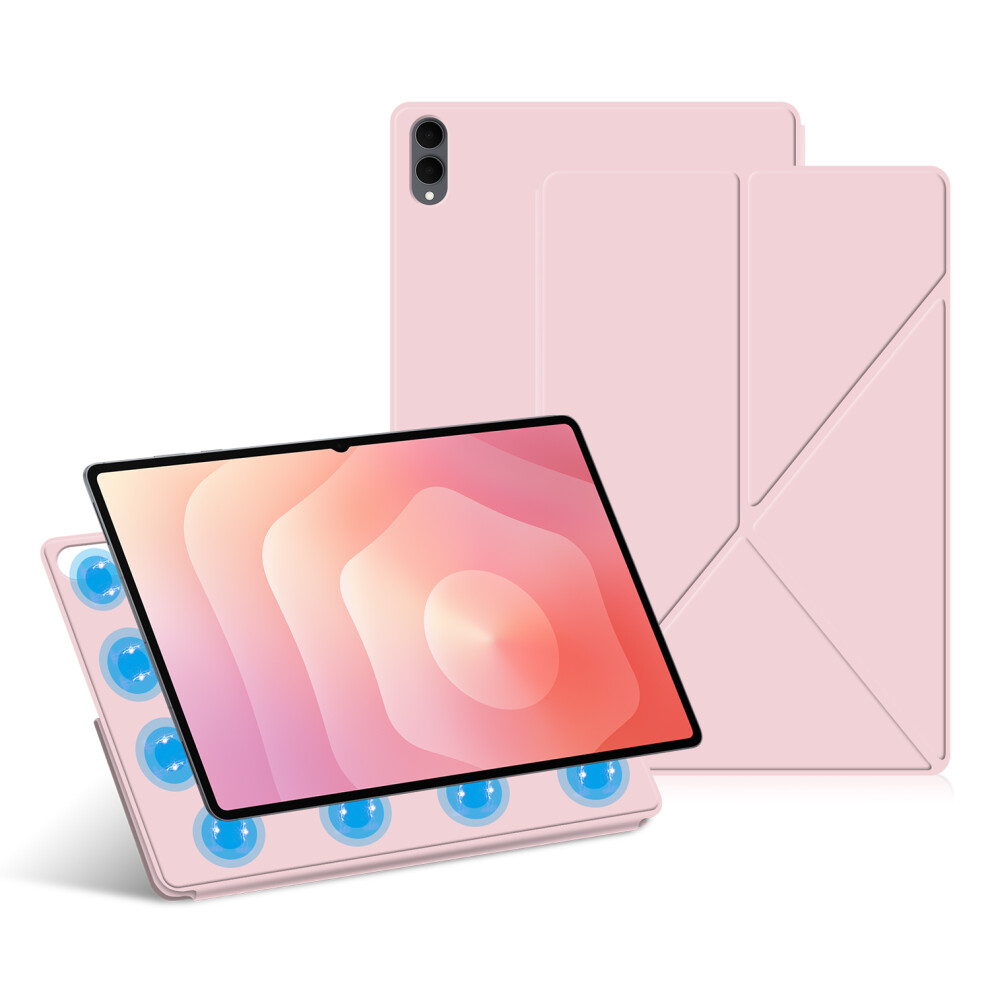 (Pink) For Samsung Galaxy Tab S11 Ultra Leather Case Origami Stand Magnetic Tablet Cover Auto Wake / Sleep Pink 6914288105415
