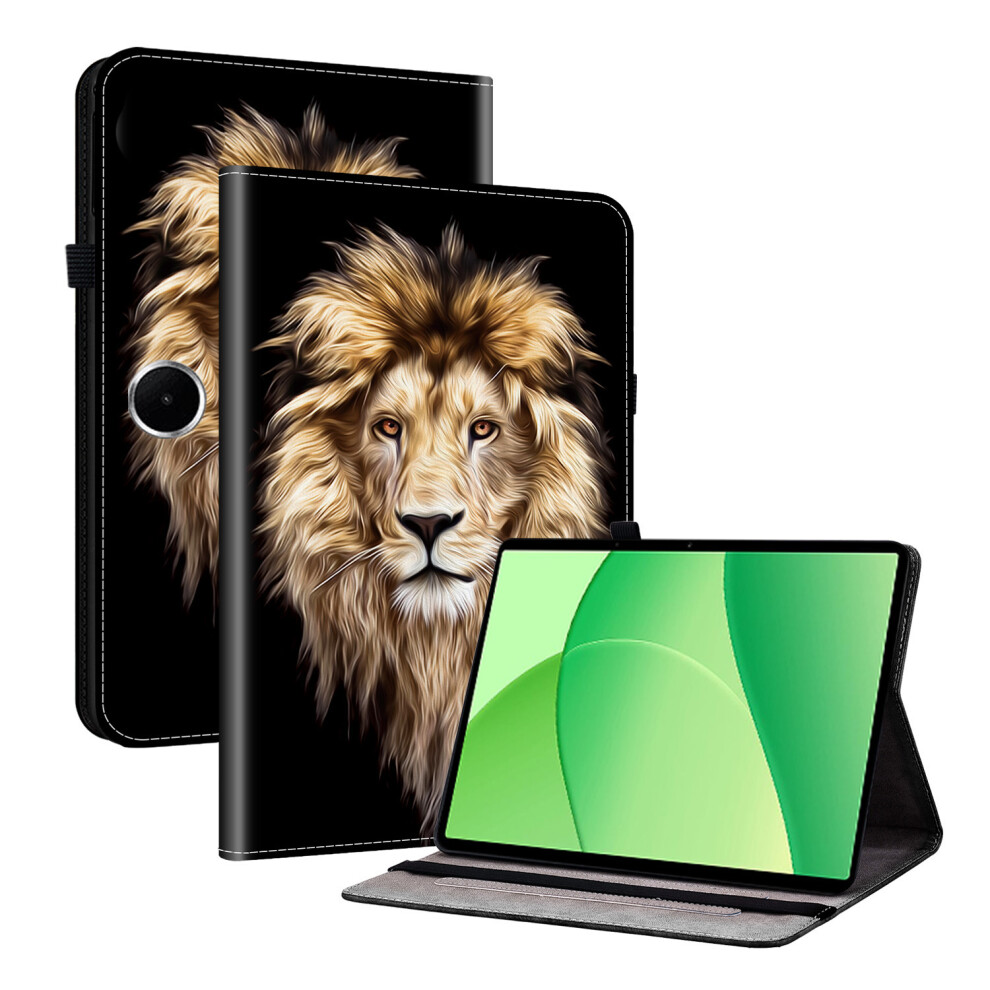 (Lion Head) For Oneplus Pad Lite / Oppo Pad Se Leather Case Pattern Printed Stand Tablet Cover With Card Slots 6914280428864