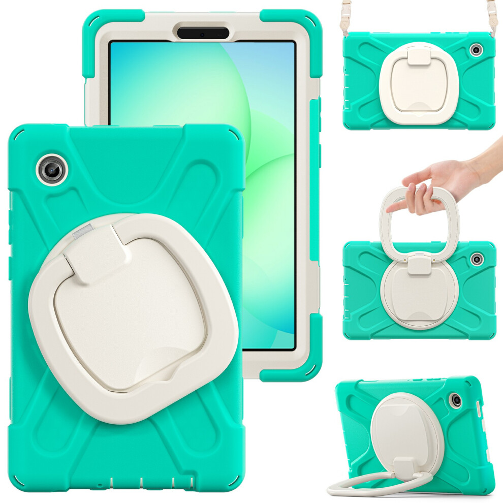 (Mint ) Kickstand Case With Shoulder Strap For Samsung Galaxy Tab A11 / Sm-X133 / X135 Tpu + Pc + Silicone Tablet Cover Green 6914280057026
