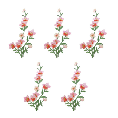 5 pièces fleur brodée fer sur patchs broderie coudre sur-Rouge