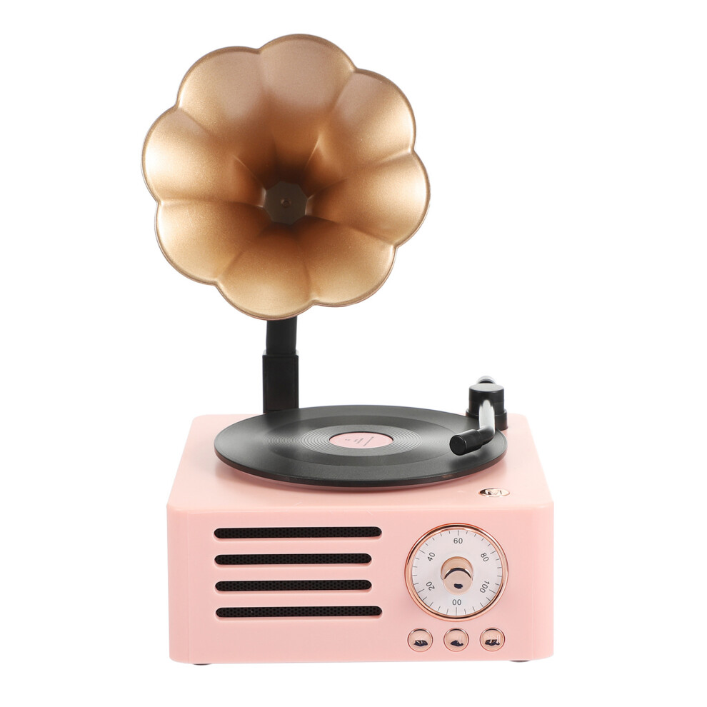 Vintage Design Bluetooth Speaker With Mechanical Knob Clear Audio Output Stylish Accessory For Home Decor Retro Phonograph Look Durable Build, Clear 9420858890584