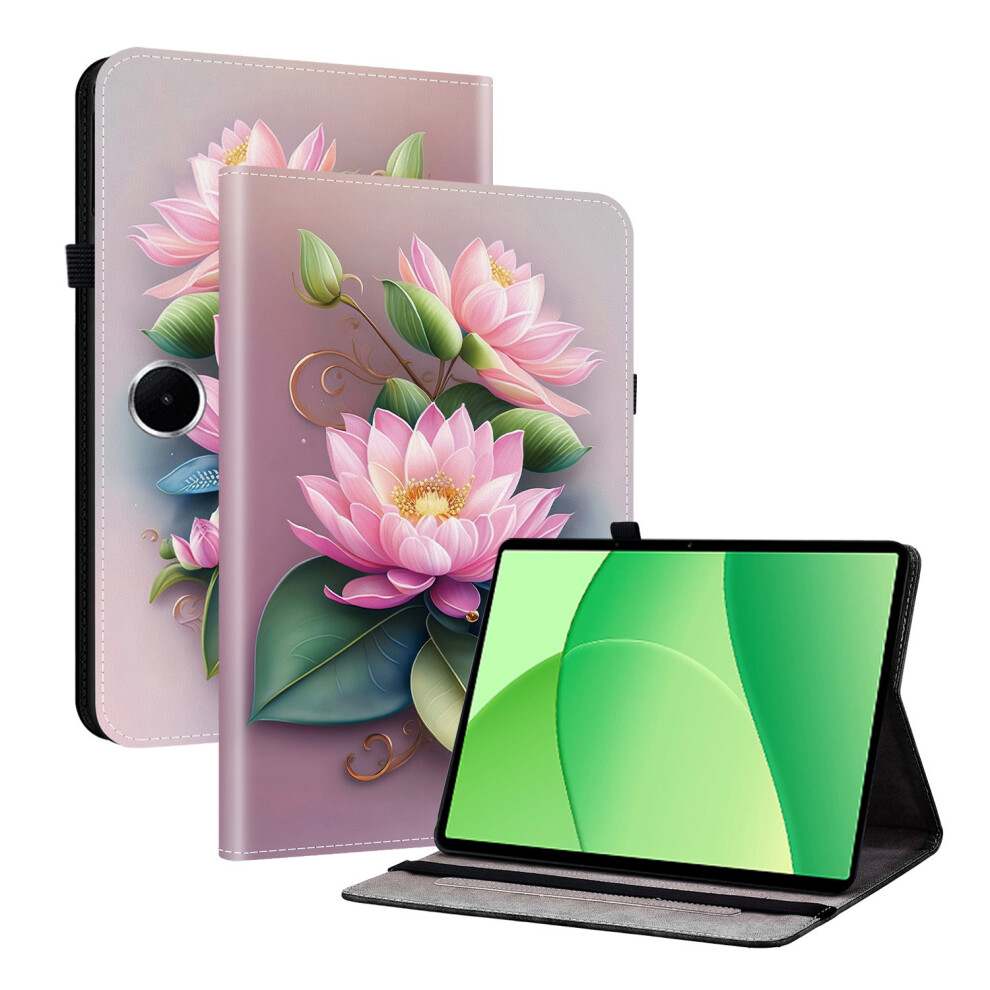 (Lotus) For Oneplus Pad Lite / Oppo Pad Se Leather Case Pattern Printed Stand Tablet Cover With Card Slots 6914282275565