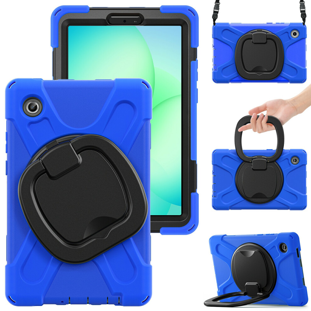 (Blue) Kickstand Case With Shoulder Strap For Samsung Galaxy Tab A11 / Sm-X133 / X135 Tpu + Pc + Silicone Tablet Cover Blue 6914282775584