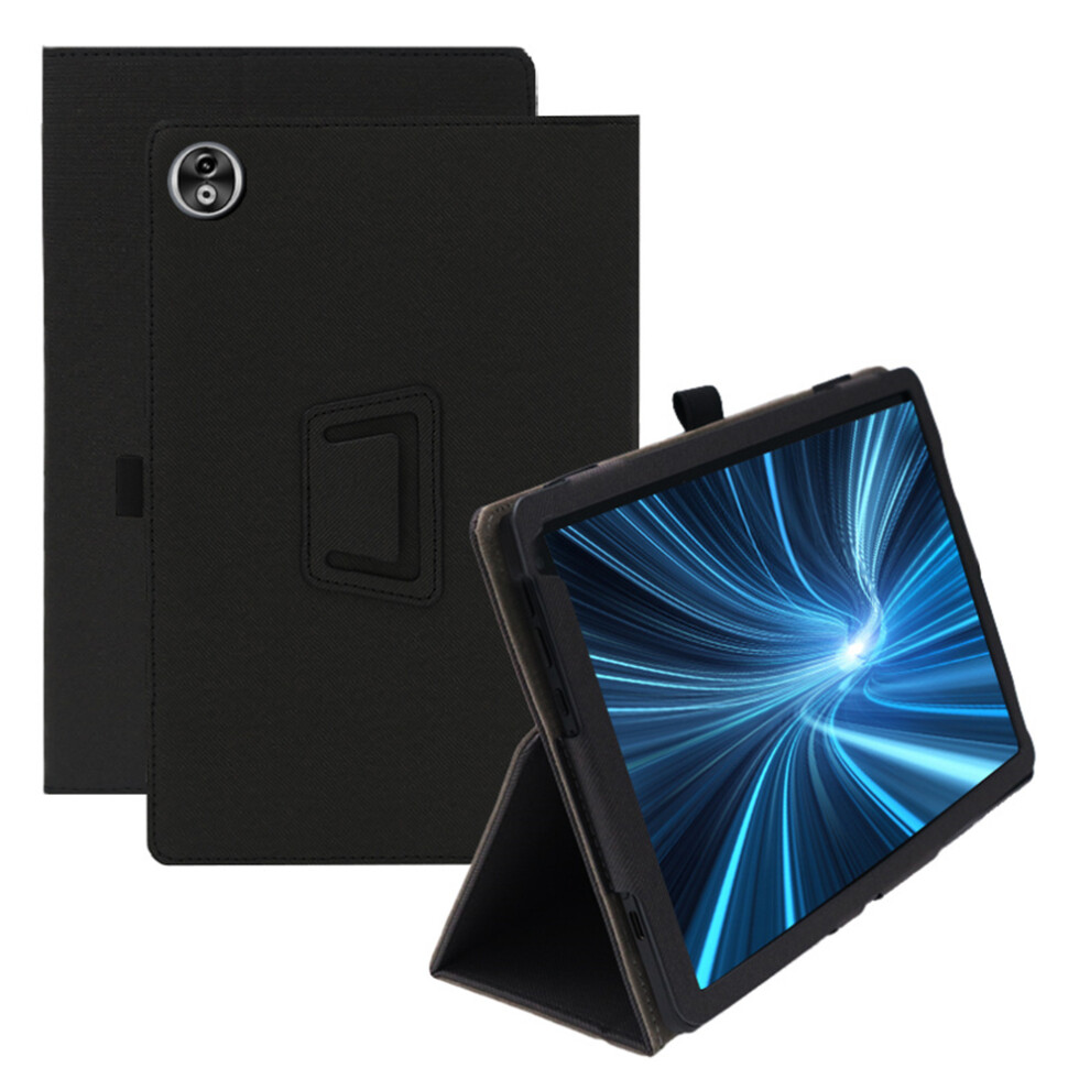 (Black) For Doogee T40 Pro Case Stand Pu Leather Tablet Cover Built-In Hand Strap Black 6914284862602