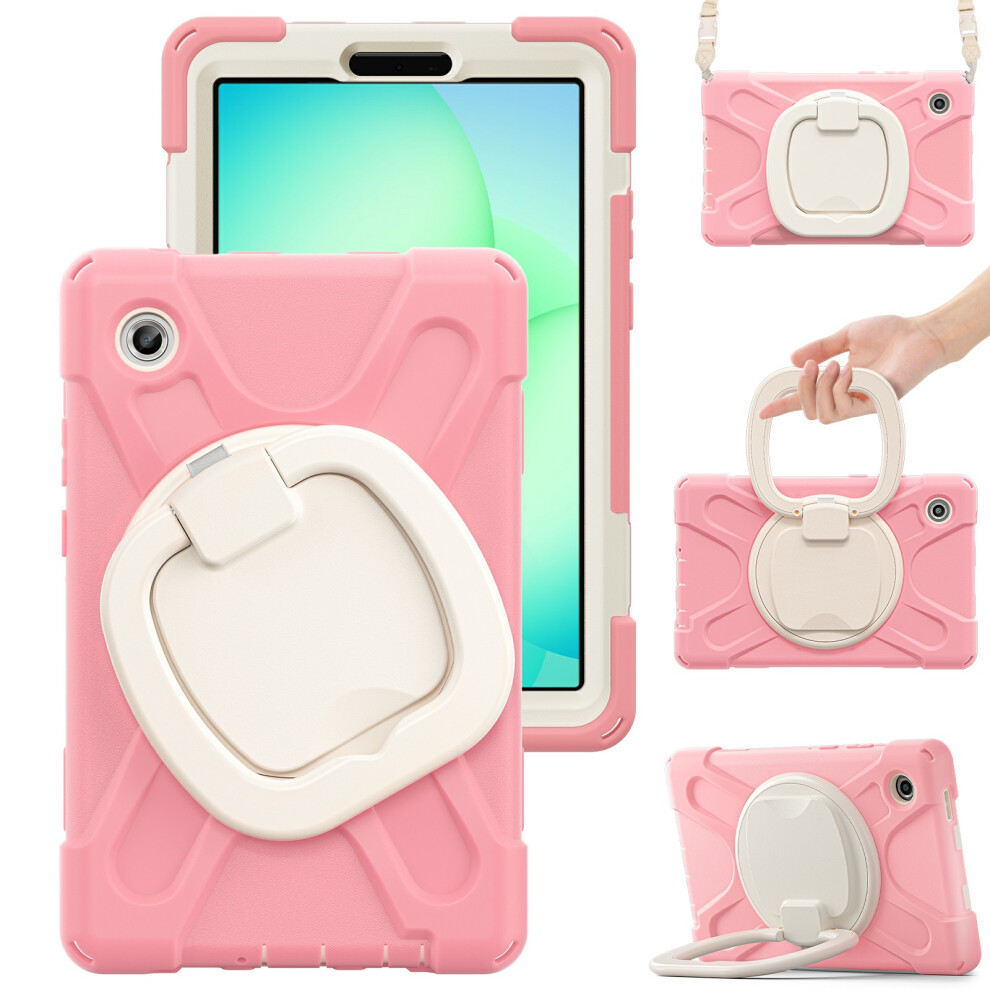 (Pink) Kickstand Case With Shoulder Strap For Samsung Galaxy Tab A11 / Sm-X133 / X135 Tpu + Pc + Silicone Tablet Cover Pink 6914282605638