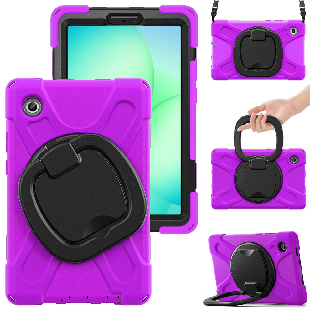 (Purple) Kickstand Case With Shoulder Strap For Samsung Galaxy Tab A11 / Sm-X133 / X135 Tpu + Pc + Silicone Tablet Cover Purple 6914284561260