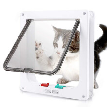 Pet Door For Cats And Dogs 4Way Locking Cat Door Indoor Outdoor Weatherproof White 2Pack Size 19.7 x 19 x 2 cm