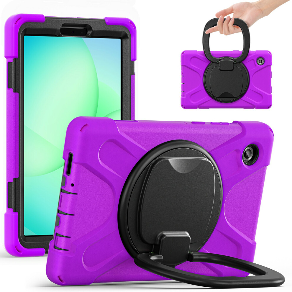 (Purple) Tablet Case For Samsung Galaxy Tab A11 / Sm-X133 / X135 Tpu + Pc + Silicone Cover Swivel Kickstand Handle Grip Purple 6914280440972
