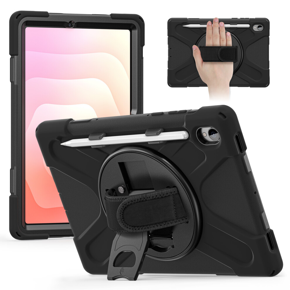 (Black) For Samsung Galaxy Tab S11 Case Tpu + Pc + Silicone Kickstand Anti Drop Tablet Cover Black 6914280303710