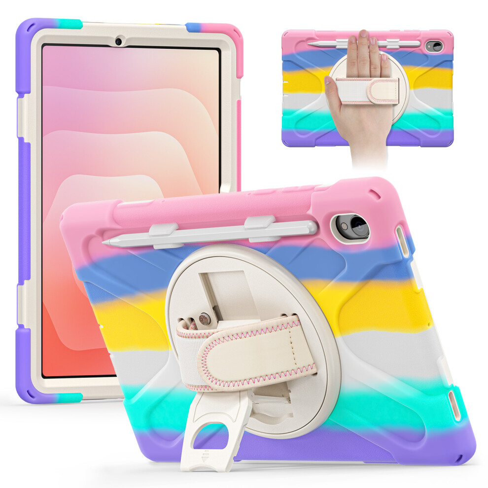 (Colorful ) For Samsung Galaxy Tab S11 Case Tpu + Pc + Silicone Kickstand Anti Drop Tablet Cover Pink 6914287834309