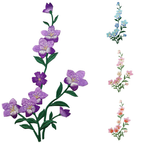 5 pièces broderie applique fer sur patchs brodés fleur-Violet 1