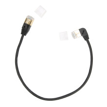 Cabo Ethernet de ângulo reto, cabo blindado de alto desempenho, Gigabit Ethernet, plugue banhado a ouro, anti-interferência, velocidade de internet