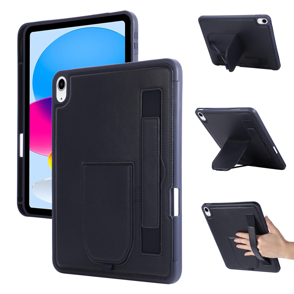 (Blue) For Ipad (2025) / 10.9 (2022) Case Kickstand Pu + Tpu Tablet Cover With Wristband / Pen Slot Blue 6914284975616