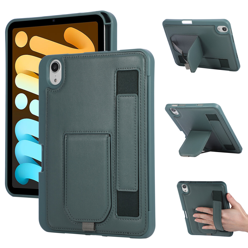 (Green) For Ipad Mini (2024) / (2021) Case Kickstand Pu + Tpu Tablet Cover With Wristband / Pen Slot Green 6914287157552