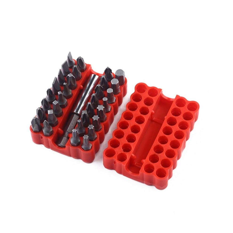 33Pcs Security Bit Set With Magnetic Holder For Cordless Drills Tamper Wing Fork Screwdrivers Compact Red Organizer 9119770972989