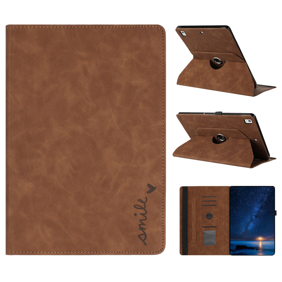 (Brown) Tablet Case For Ipad 10.2 (2020) / (2019) / Air 10.5 Inch (2019) / Pro 10.5-Inch (2017) Rotating Stand Smile Imprinted Leath Brown 6914280523330