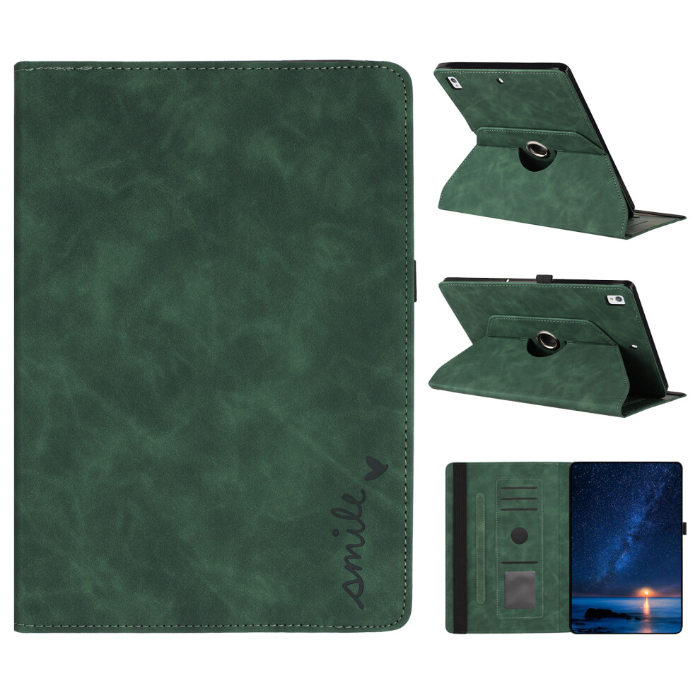 (Green) Tablet Case For Ipad 10.2 (2020) / (2019) / Air 10.5 Inch (2019) / Pro 10.5-Inch (2017) Rotating Stand Smile Imprinted Leath Green 6914281201626