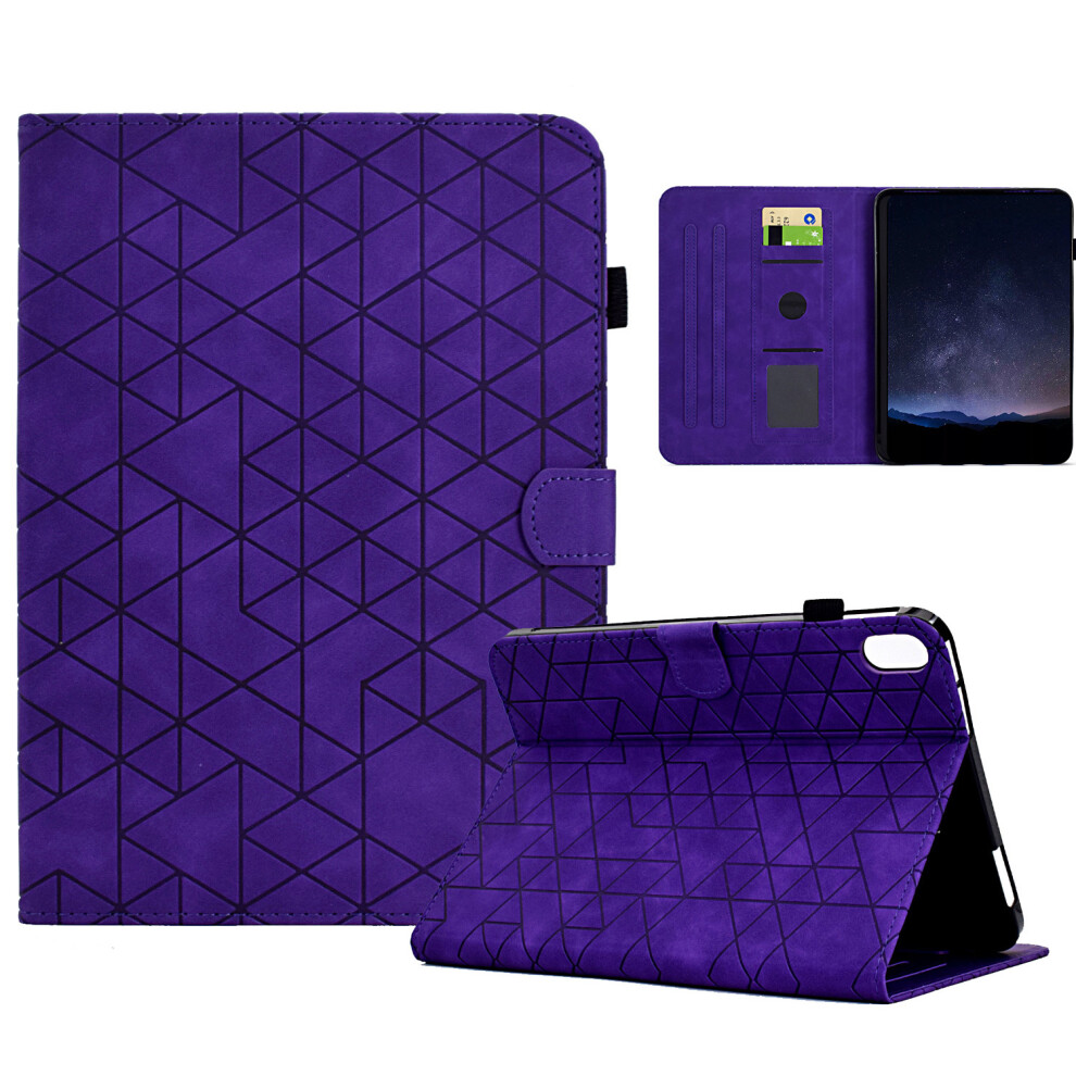 (Purple) For Samsung Galaxy Tab S11 Case Card Slots Stand Rhombus Auto Wake / Sleep Leather Cover Purple 6914285294273