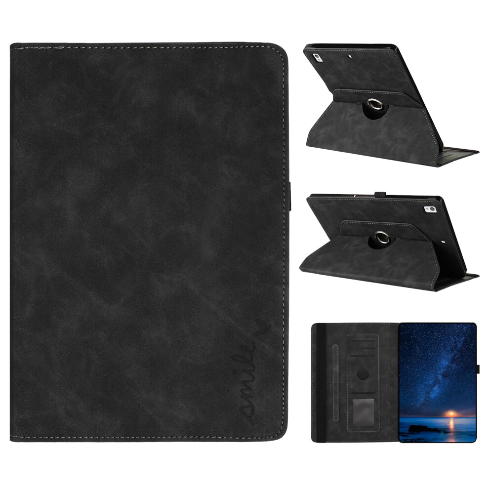 (Black) Tablet Case For Ipad 10.2 (2020) / (2019) / Air 10.5 Inch (2019) / Pro 10.5-Inch (2017) Rotating Stand Smile Imprinted Leath Black 6914289292954