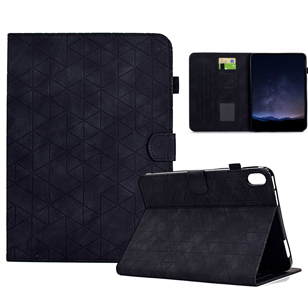(Black) For Samsung Galaxy Tab S11 Case Card Slots Stand Rhombus Auto Wake / Sleep Leather Cover Black 6914283586011