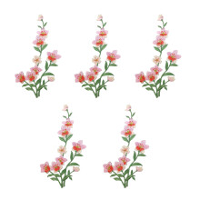 5 Stück Stickerei-Applikationen, bestickte Blumen-Aufnäher,-Rot