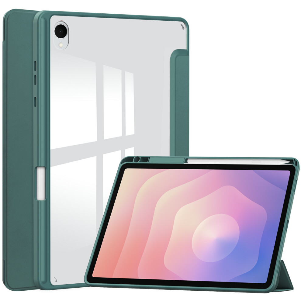 (Green) For Samsung Galaxy Tab S11 Case Clear Acrylic Leather Tablet Cover Support Auto Sleep / Wake Green 6914286914361