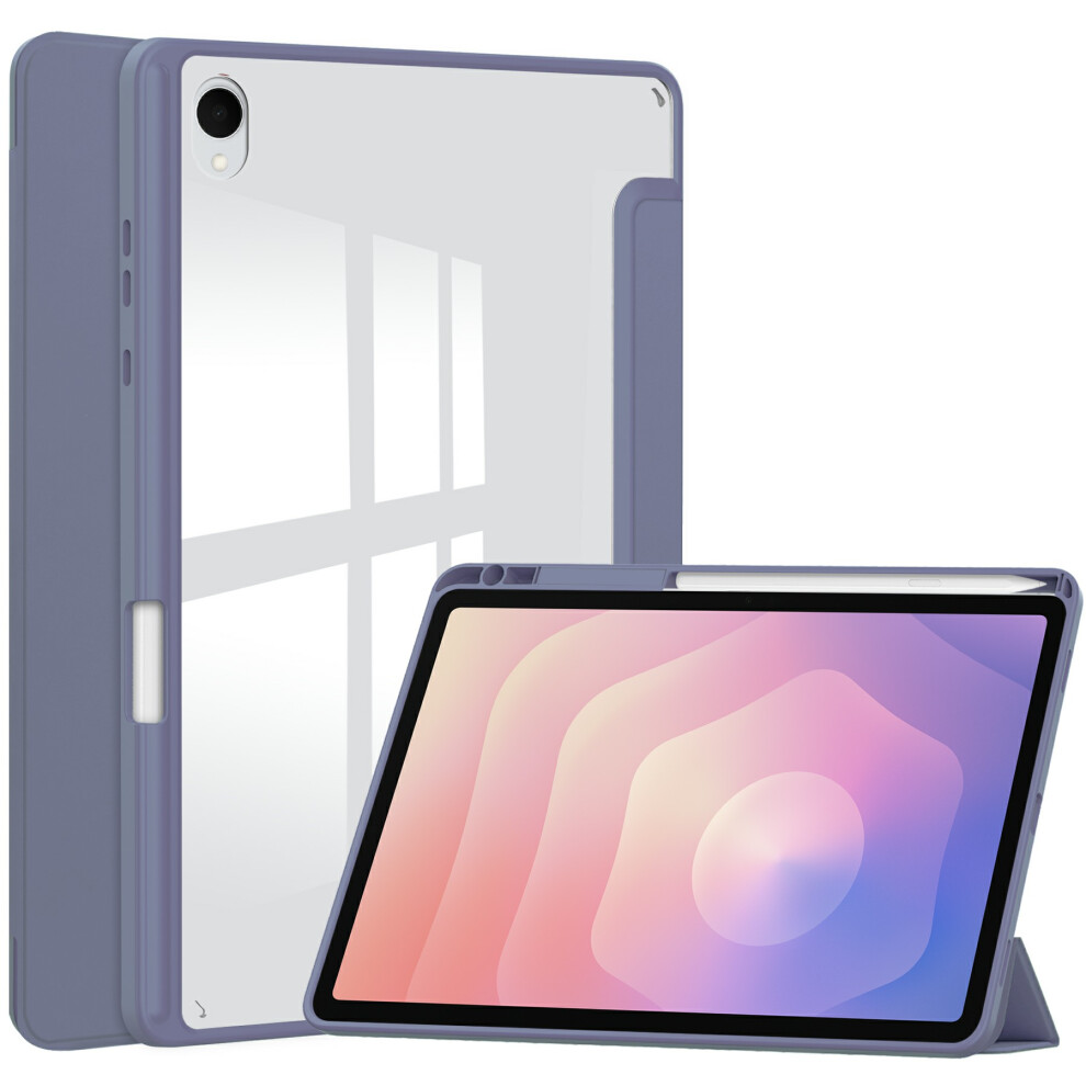 (Purple) For Samsung Galaxy Tab S11 Case Clear Acrylic Leather Tablet Cover Support Auto Sleep / Wake Purple 6914281960288
