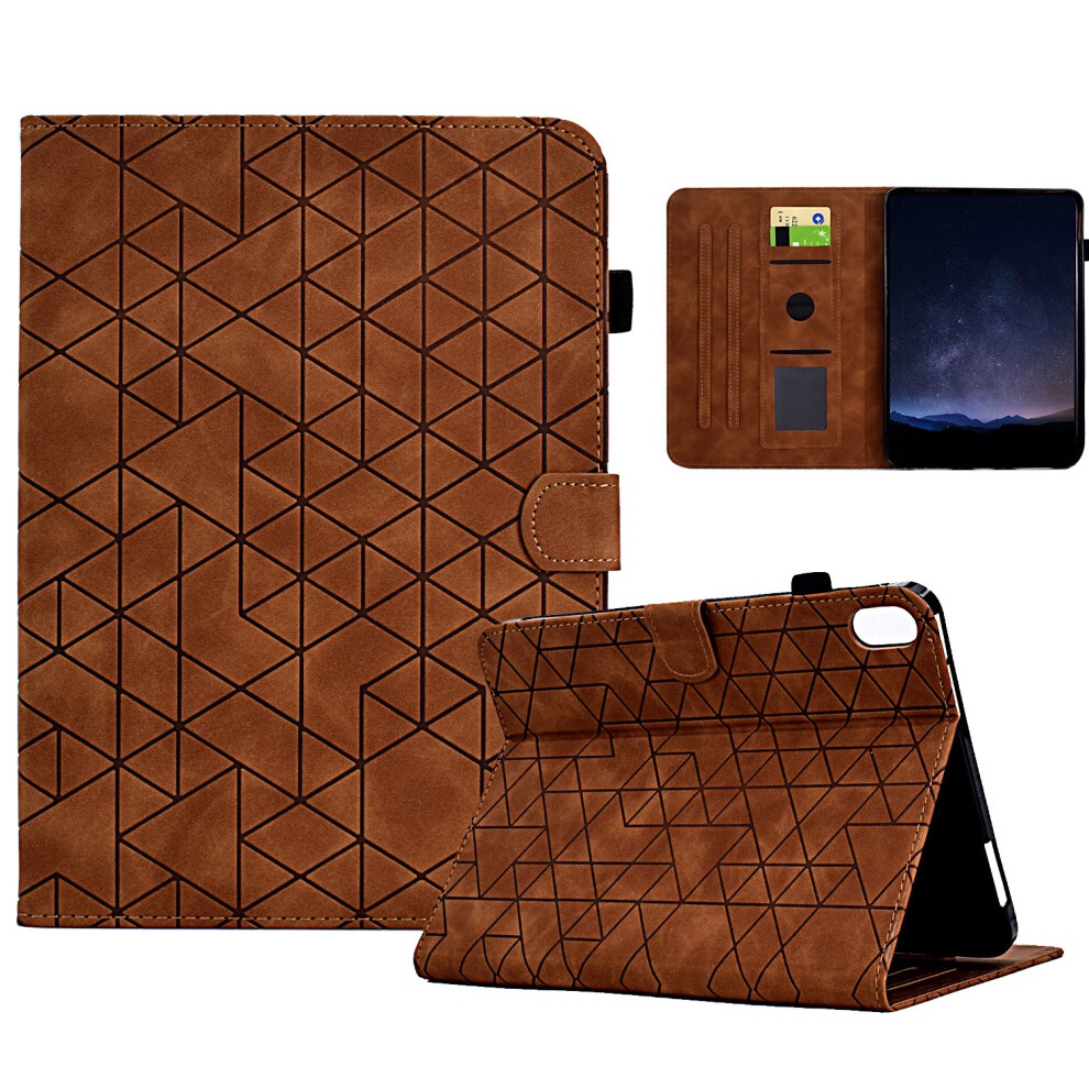 (Brown) For Samsung Galaxy Tab S11 Case Card Slots Stand Rhombus Auto Wake / Sleep Leather Cover Brown 6914283752843