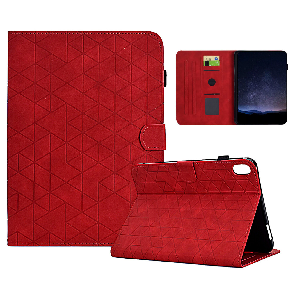 (Red) For Samsung Galaxy Tab S11 Case Card Slots Stand Rhombus Auto Wake / Sleep Leather Cover Red 6914285220975