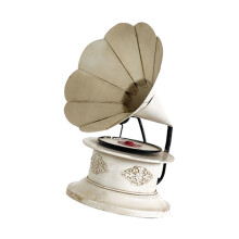 Gramophone en métal Vintage, pièce d'art, cadeau-Blanc