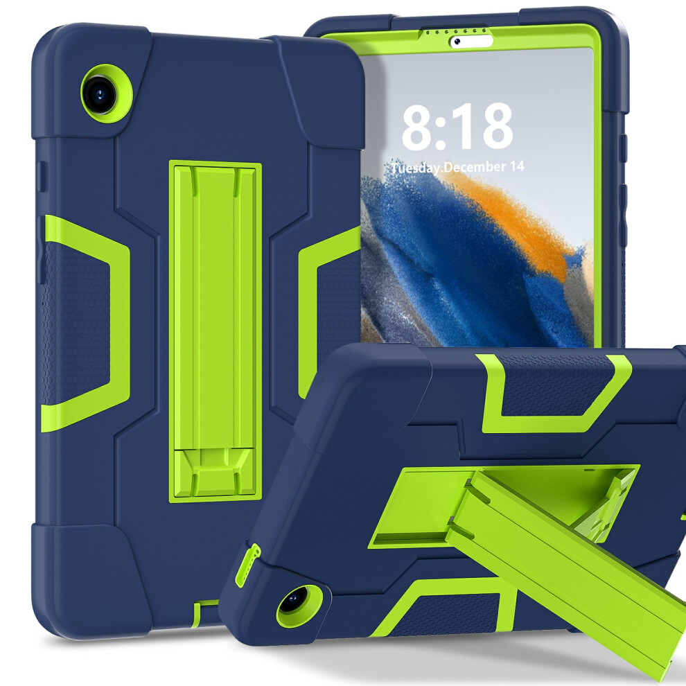 (Navy / Yellowgreen) For Samsung Galaxy Tab A11 Case Robot Style Silicone + Pc Tablet Cover With Kickstand Blue 6914282782544