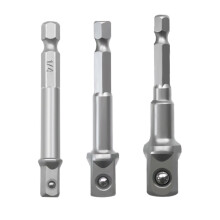 Impact Socket Adapter Set 3Piece 1/4, 3/8, 1/2 Drive for Impact Drivers and Cordless Drills Stainless Steel