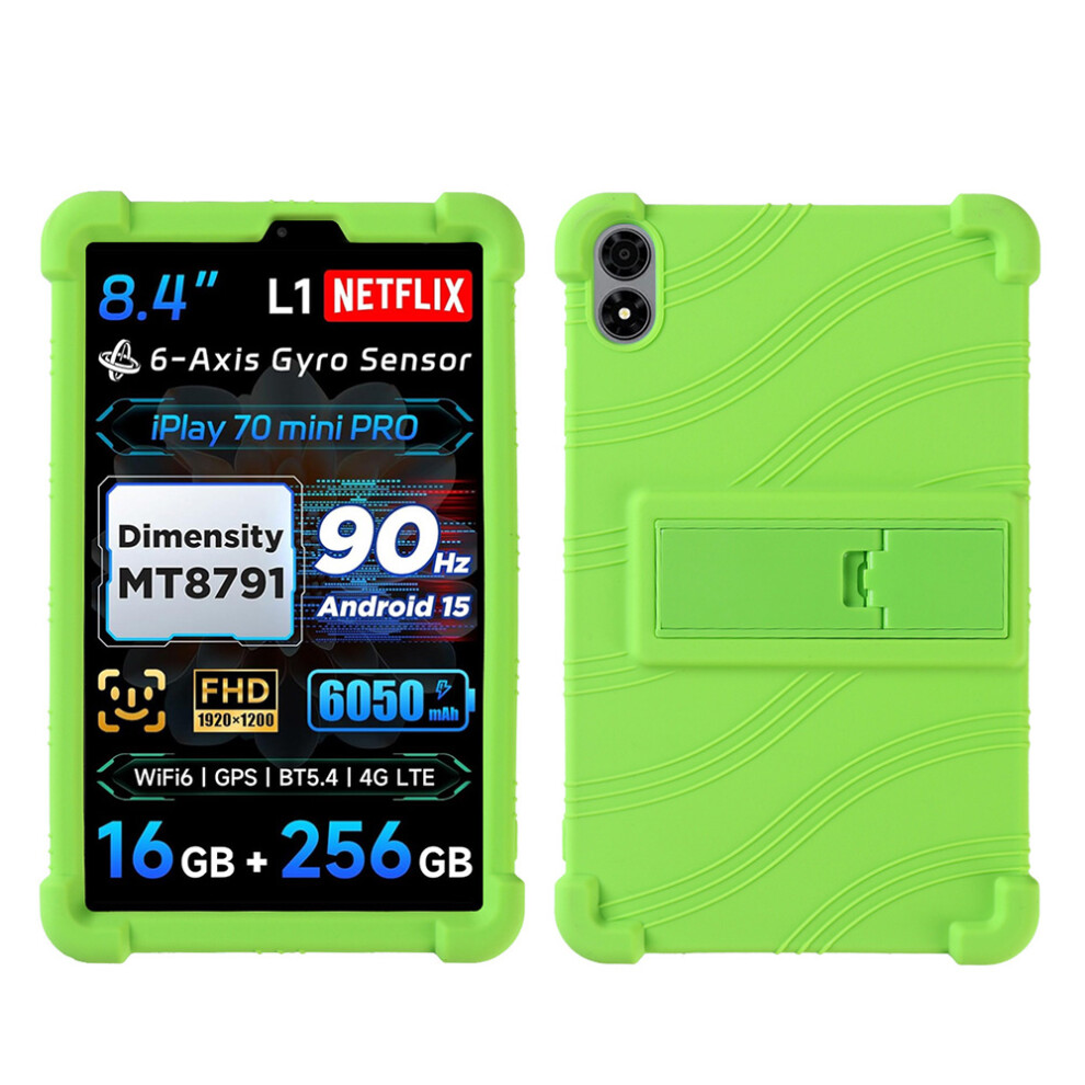 (Green) For Alldocube Iplay 70 Mini Pro Case Adjustable Kickstand Silicone Tablet Protective Cover Green 6914281639849