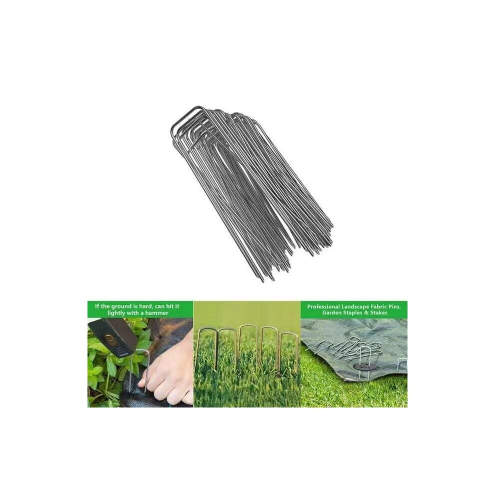 Galvanized Landscape Staples, Anti-Rust Garden Stakes Heavy Duty For Multi Purpose Outdoor Projects (50 Pack) 9128293242837