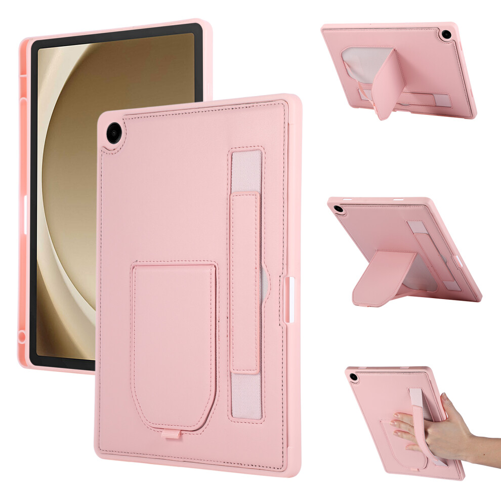 (Pink) For Samsung Galaxy Tab A11+ / A9+ Case Kickstand Pu + Tpu Tablet Cover With Wristband / Pen Slot Pink 6914280764870