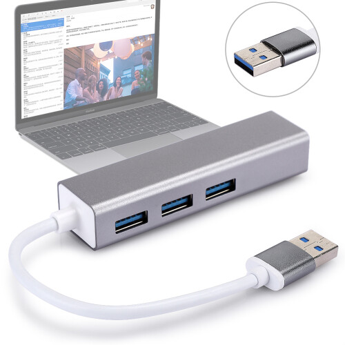 Προσαρμογέας USB C σε Ethernet, προσαρμογέας δικτύου 2 σε 1 USB C και USB 3.0 Gigabit, σύνδεση Ethernet 1