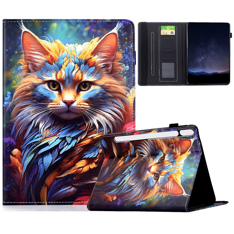 (Shining Cat) For Samsung Galaxy Tab S11 Leather Case Pattern Print Card Slots Stand Auto Sleep Wake Tablet Cover 6914281786796