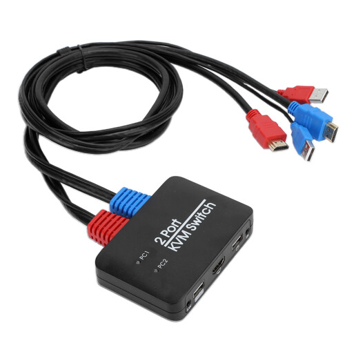 KVM με τροφοδοσία USB, διακόπτης HDMI KVM για έλεγχο δύο υπολογιστών, υποστηρίζει
